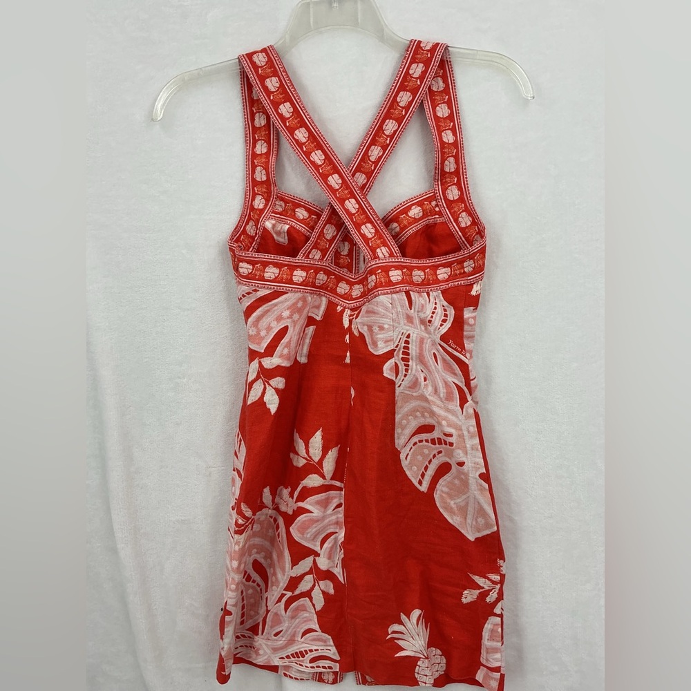 Red Floral Print Sundress with Square Neck - Picture 4 of 7